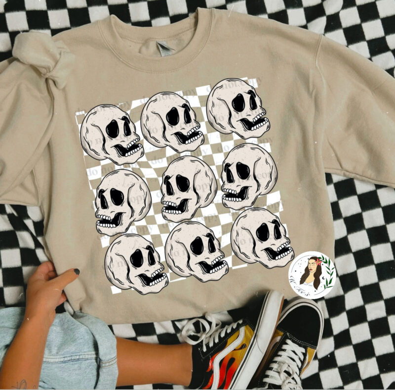 "Checkered Skulls" Graphic Tee