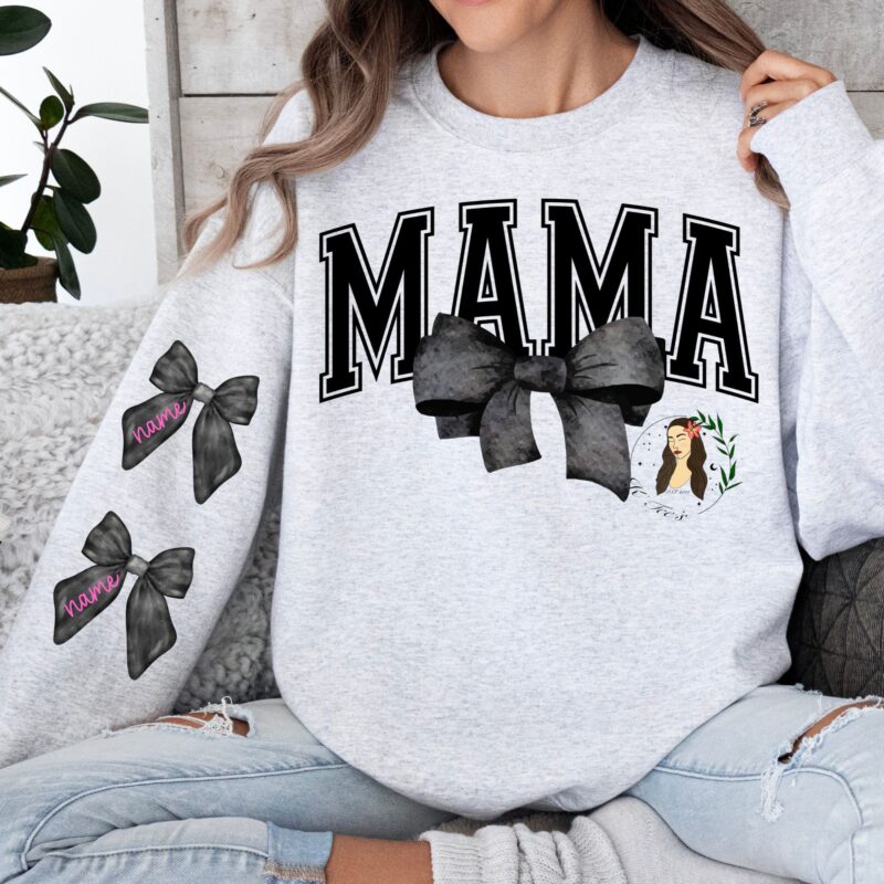 "Mama" Personalized Bows Graphic Tee