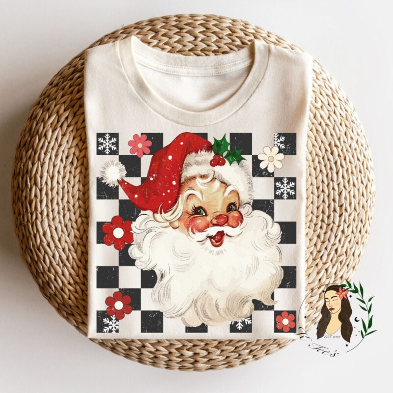 "Checkered Santa" Graphic Tee