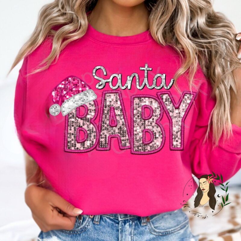 "Santa Baby" Glitter Graphic Tee